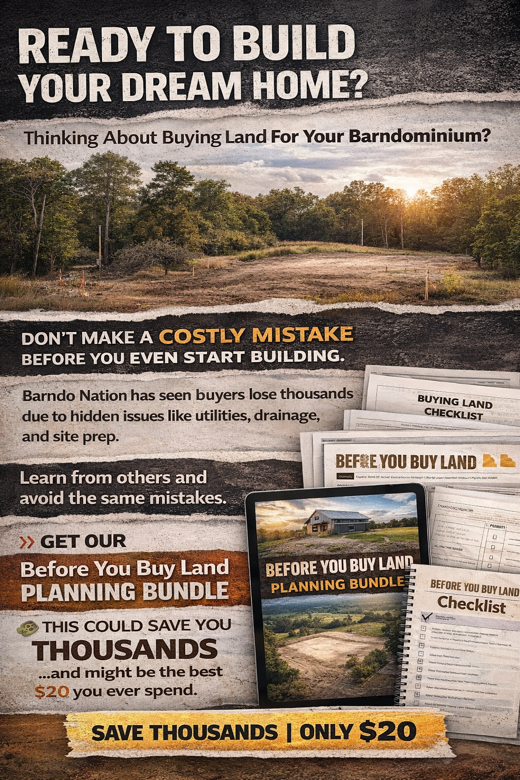 Avoid Costly Land Mistakes: Barndominium Planning Bundle